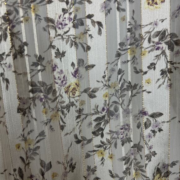 Pleione Floral Blouse Women's Size Medium Sheer Flutter Sleeve Romantic Feminine - Picture 3 of 7